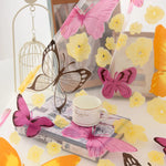 rideau moderne transparent papillons colorés salon polyester inclusion blanc jaune rose vert noir