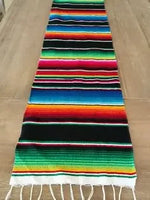 nappe mexicain rayées franges colorées maison carnaval festive 35x210cm polyester coton