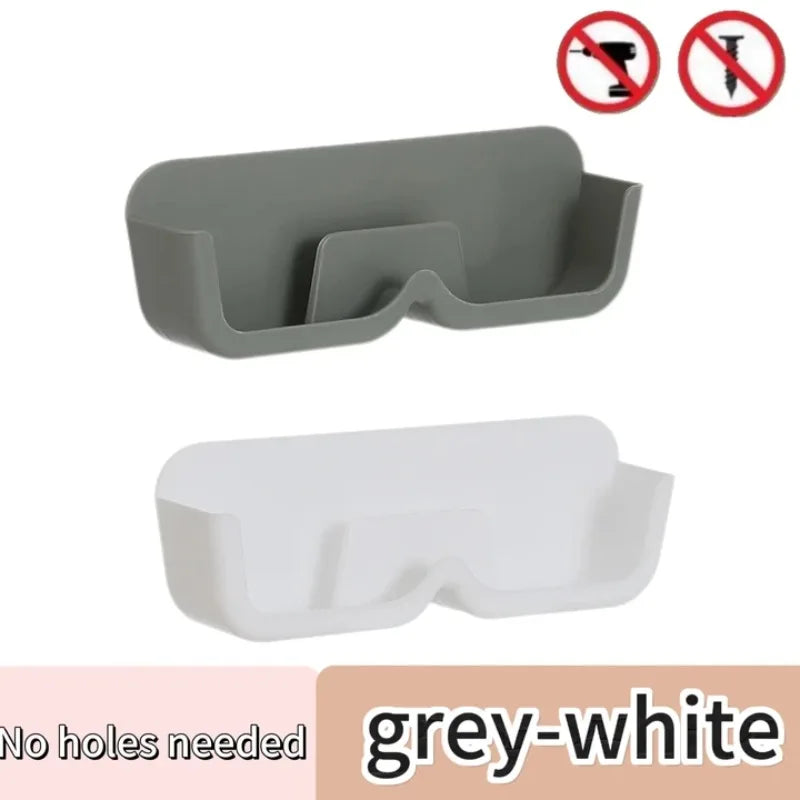 porte lunettes mural adhésif transparent blanc gris moderne rangement anti pression chevet soleil