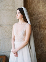 voile mariée monocouche motif floral brodé élégant fixation blanc opacité