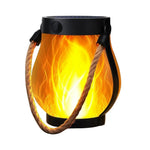 lanterne solaire rechargeable led modes nuit flamme vacillante moderne rustique corde orange jaune