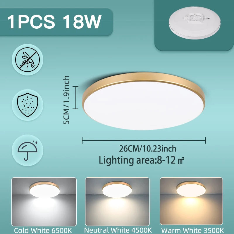 lampe led moderne blanc doré 18w 30w 40w 50w