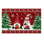 tapis d'entrée noël rennes lutins chaussettes flocons marron rouge blanc vert