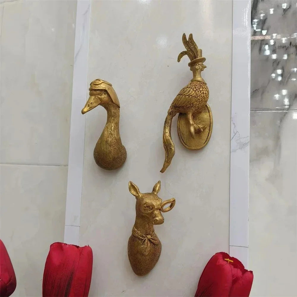 décoration murale animaux or bronze texturé moderne fixations directes humour lunettes fleurs chambre salon