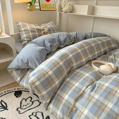 Parure de lit coton lavable style nordique blanc