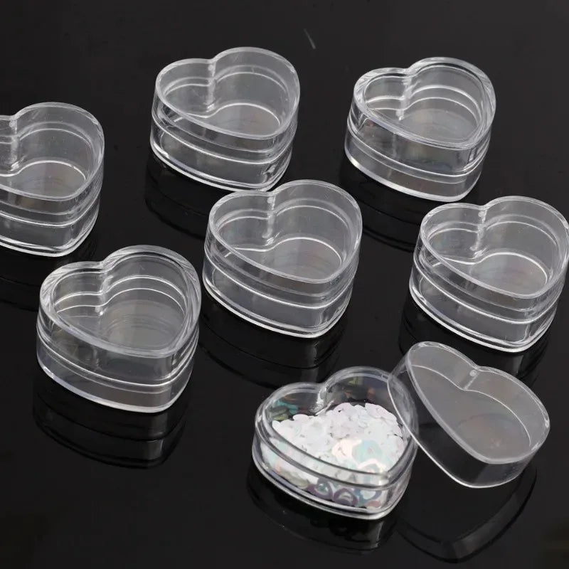 boîtes rangement transparentes coeur couvercle pression conteneurs organisateurs bijoux bonbons mini boîte 100pcs 10pcs