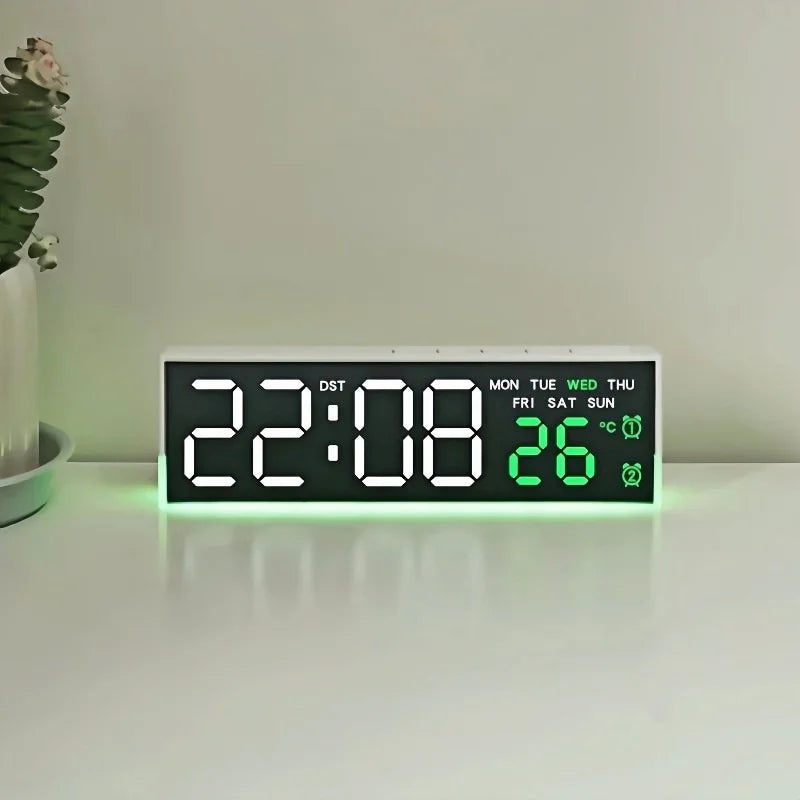 horloge numérique led 12 24h alarmes ambiancé température moderne minimaliste