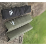 Sac crayons pliable pratique noir vert olive logo montagne soleil tissu ruban fixe compact
