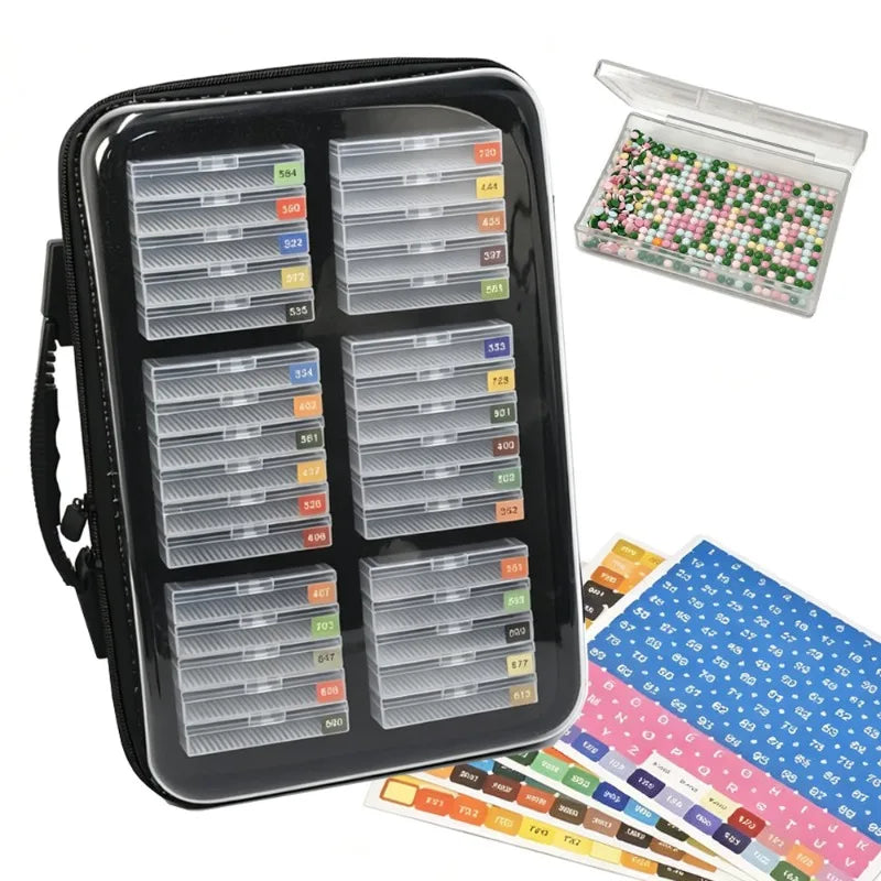 boîte rangement transparente strass colorées organisateur mosaïque diy compartiments multiples transport pratique