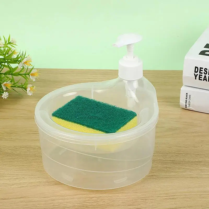 distributeur savon liquide éponge intégrée adhésif moderne transparent rose violet