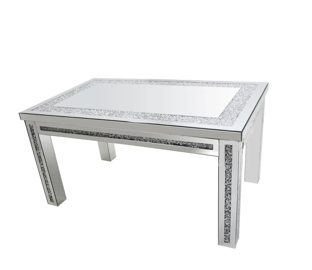 table salle manger moderne verre argenté décoration brillante bling bling