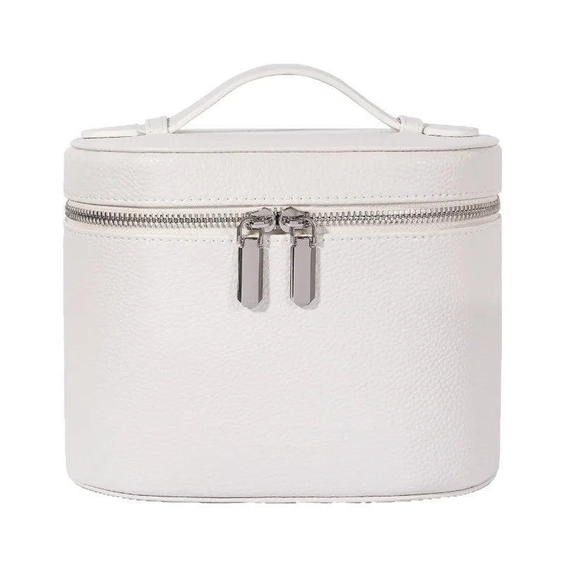 boîte rangement cosmétique cuir marron noir rose blanc moderne minimaliste impermeable poignee amovible