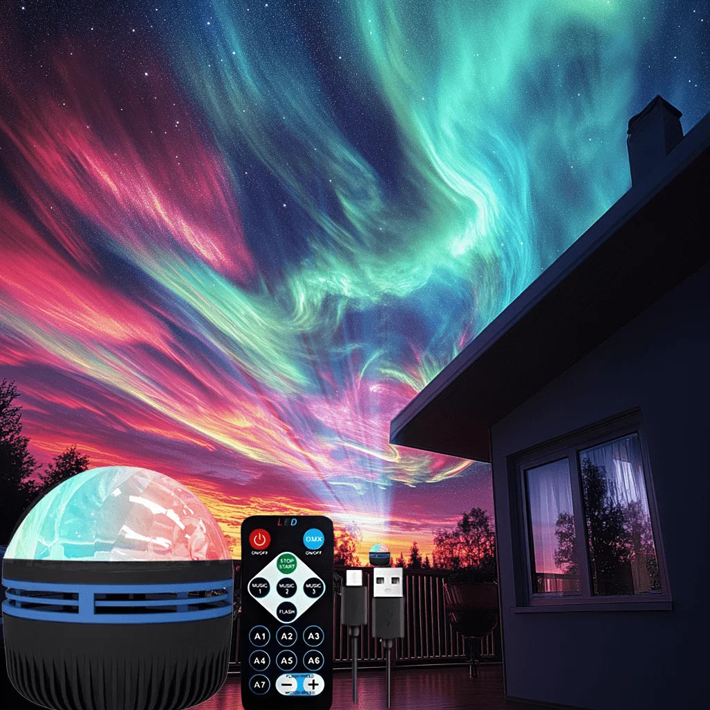 projecteur aurores boréales ciel étoilé couleurs télécommande usb ambiance cosmique moderne