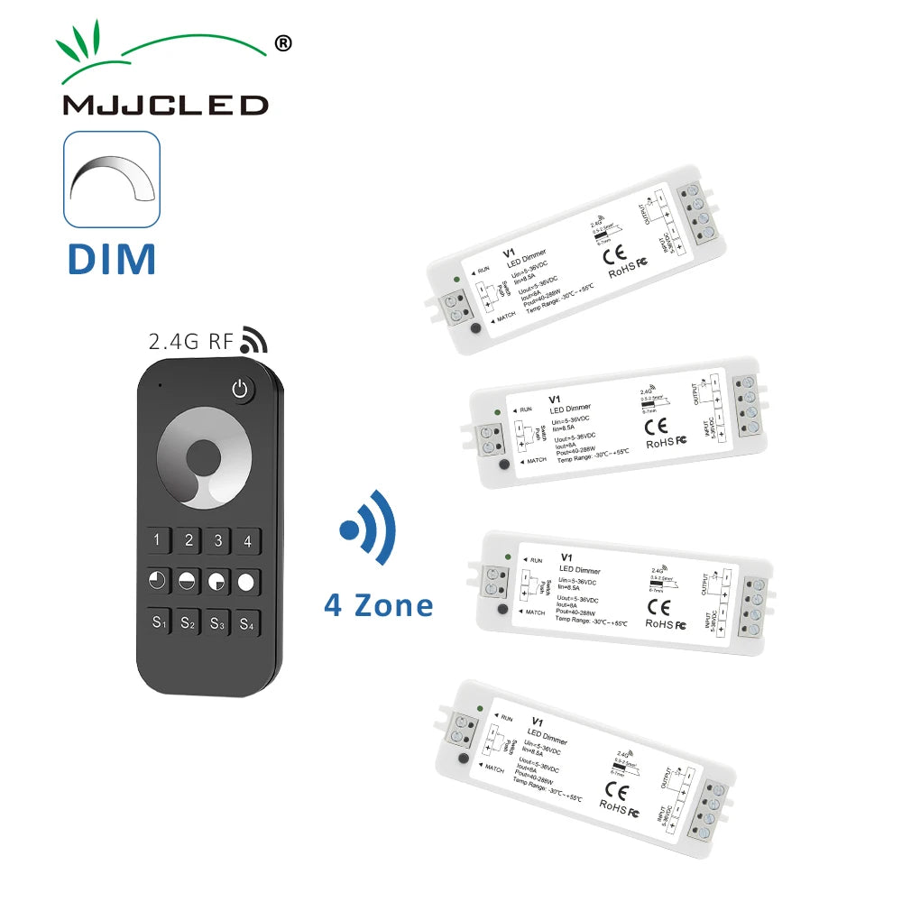 dimmer led kit zones télécommande sans fil remote controleur bande led push switch alimentation