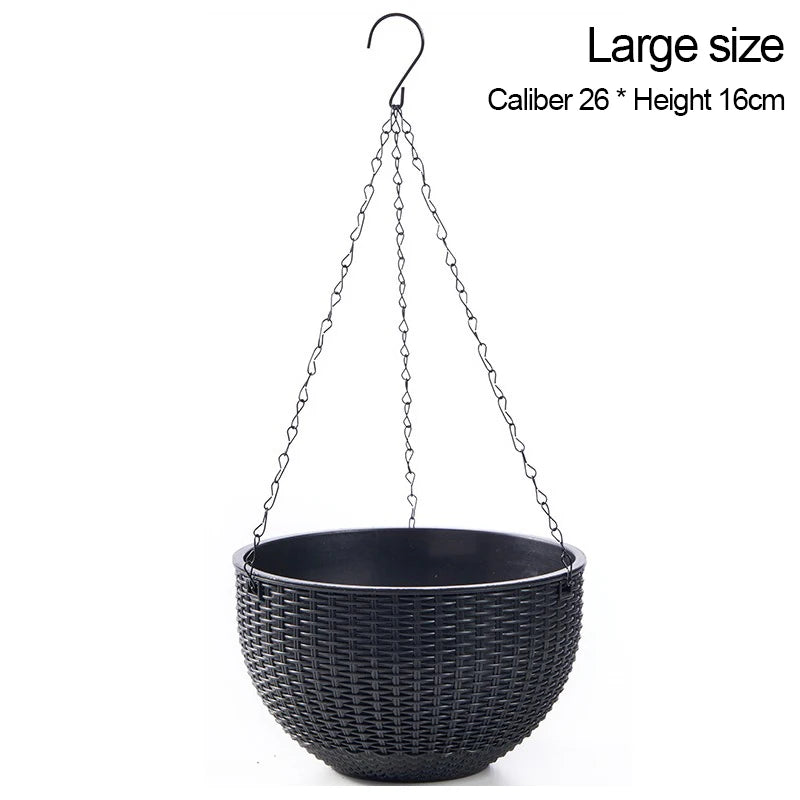 pots suspendus tressés noir blanc bleu moderne crochet chaine cloison autoarrosant