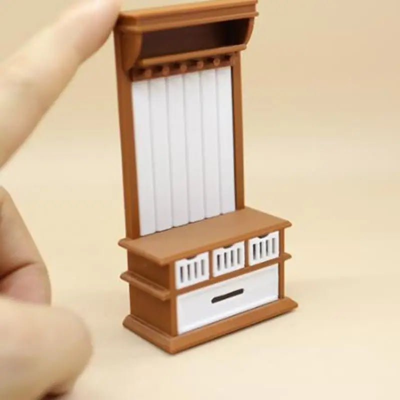 miniature rack manteaux texture bois classique marron clair blanc accessoire poupée chambre poupée décoration
