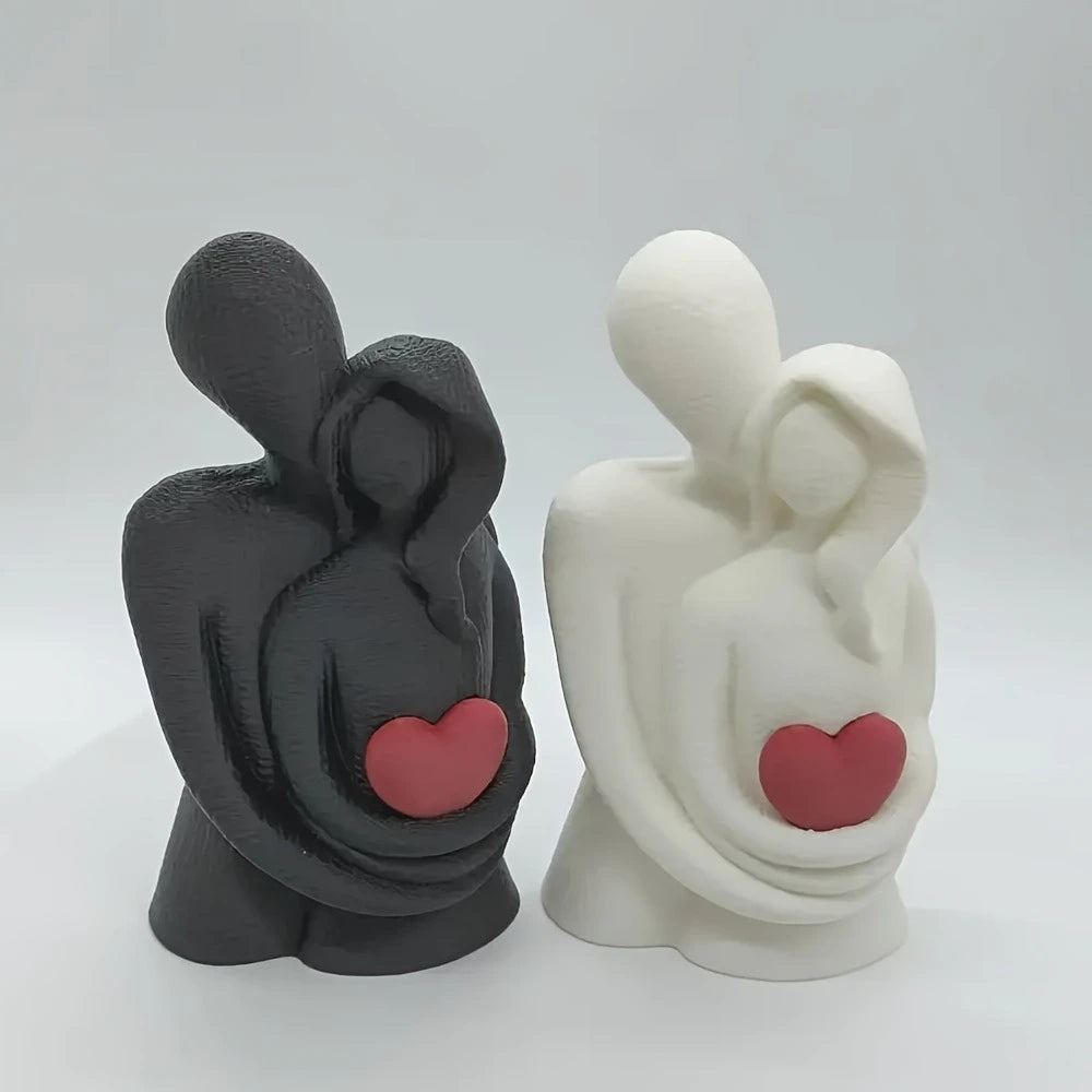 figurines decoratives couple abstrait minimaliste noir blanc rouge texture granuleuse erotique deco chambre