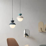 suspension lumineuse moderne pendentif câble bleu rose gris sphérique mat