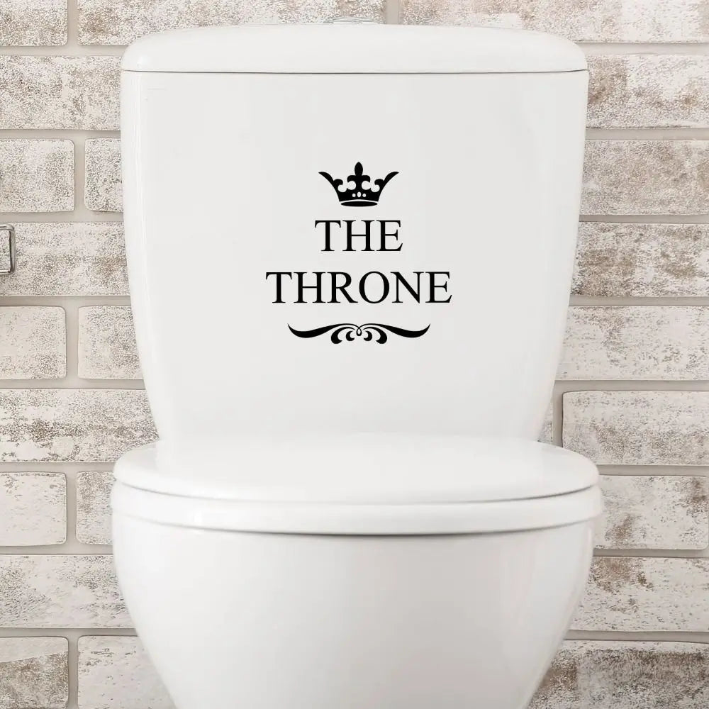 autocollant mural classique couronne letters the throne adhésif élégant décoration salle bains blanc noir