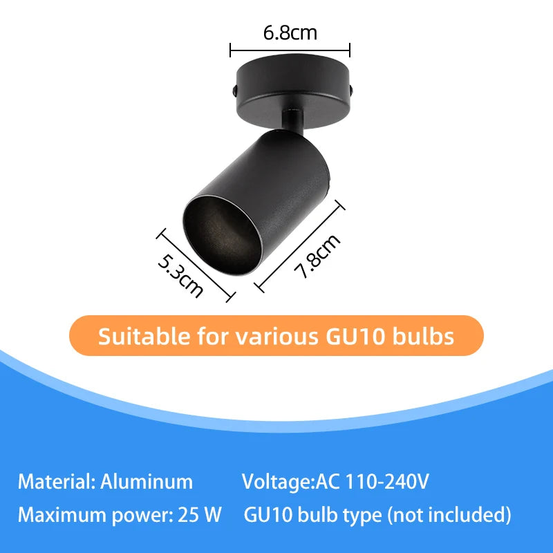 Spot lumineux LED Gu10 moderne noir minimaliste réglable salon 90 260V 249 2000 lumens