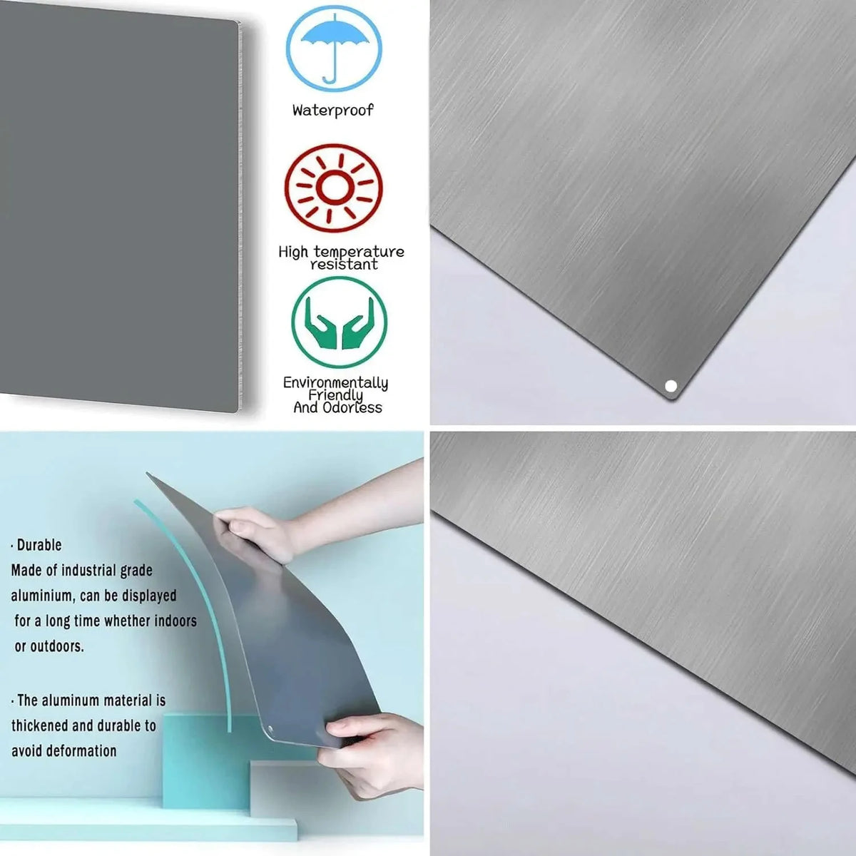 panneau publicitaire personnalisable moderne argenté lisse minimaliste aluminium rectangle