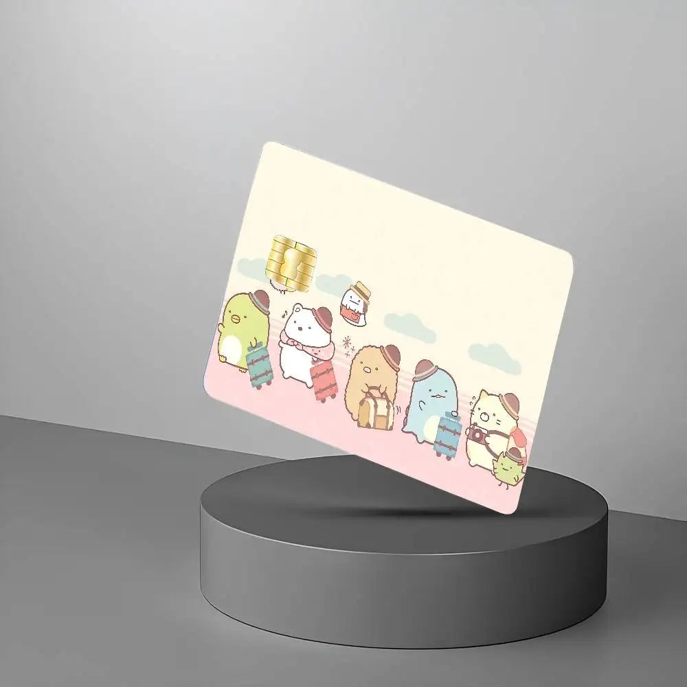 adhésifs décoratifs cartes bancaires dessin animé personnages mignons accessoires beige rose bleu vert marron