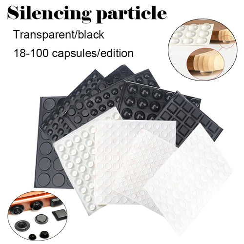 petits patins silicone autocollants anti bruit amortisseurs meubles protection meubles transparent noir rond