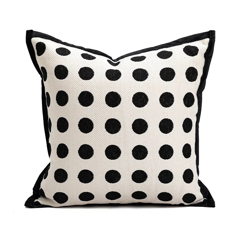 housse coussin décorative carrée motif noir blanc moderne canapé salon maison