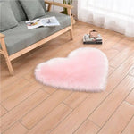 tapis forme coeur fausse fourrure doux blanc rose chambre sol