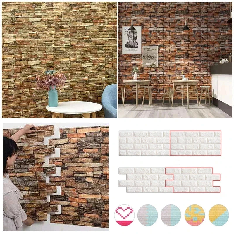 décoration murale adhésive brique texture moderne beige marron gris blanc résistante humide