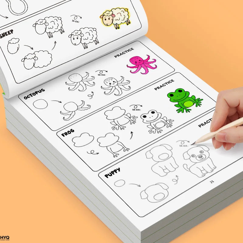 livre coloriage enfants animaux illustrations crayons couleurs éducatif simple enfantin