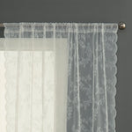 rideau polyester fleurs dentelle transparent classique fenetre plate couleur blanc