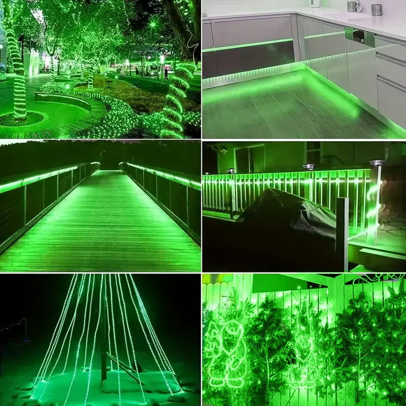 guirlande lumineuse solaire vert moderne 100 led 12m clignotante extérieure