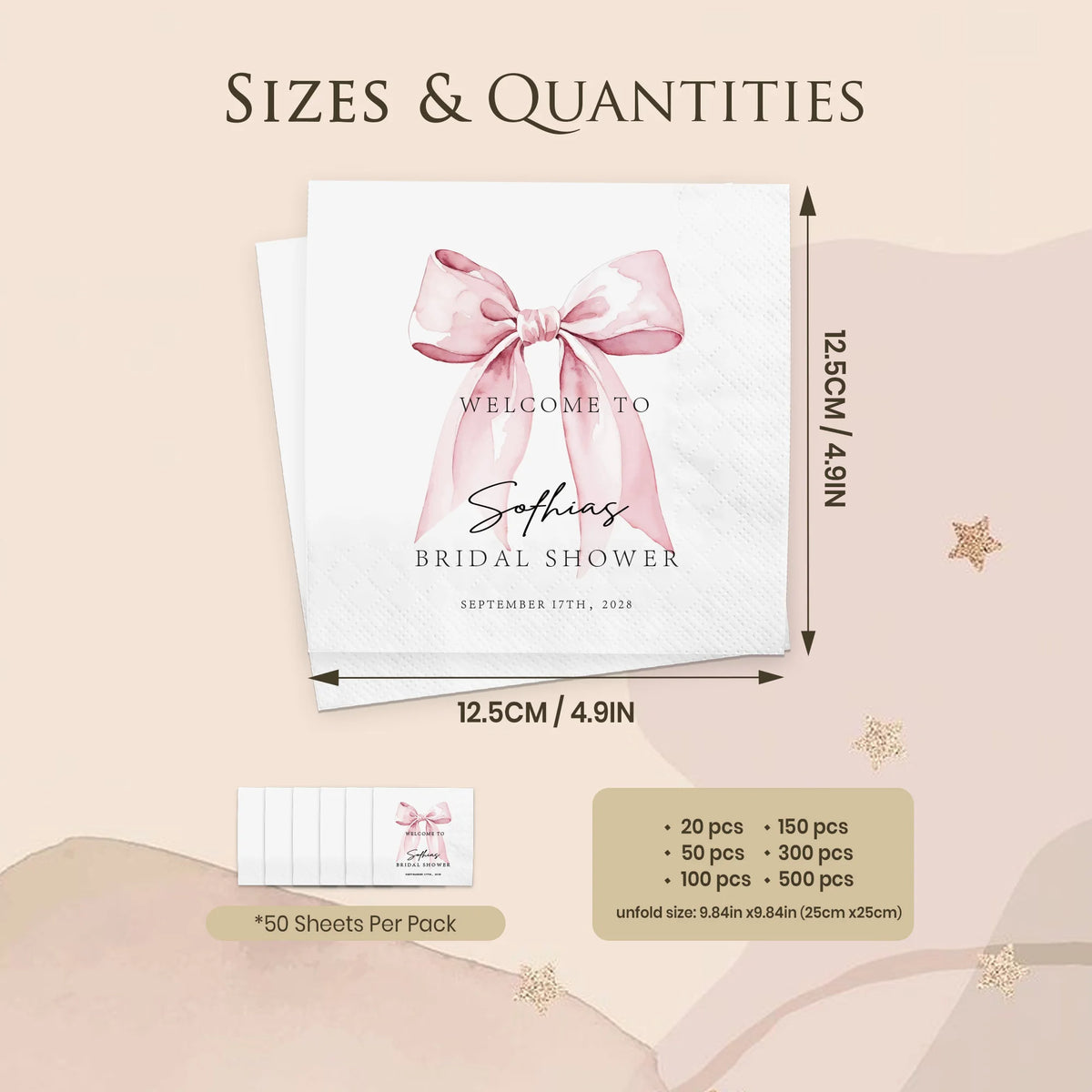serviettes table mariage blanc rose pâle arc text bienvenue sophia shower papier classique festif