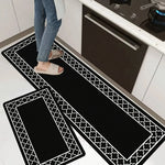 tapis sol noir géométrique moderne cuisine entrée 40x60 40x120cm imperméable anti dérapant résistant saleté