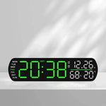 horloge numérique moderne affichage LED noir vert blanc calendrier automatique nocturne