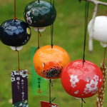 carillon vent japonais céramique décorations murales cloches traditionnelles motifs fleurs rouges noires