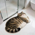 tapis sol noir blanc chat imprimé adhésif moderne absorption rapide PVC