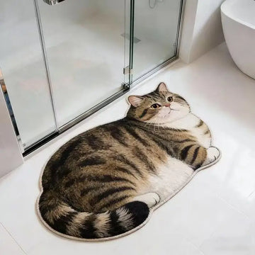 tapis sol noir blanc chat imprimé adhésif moderne absorption rapide PVC