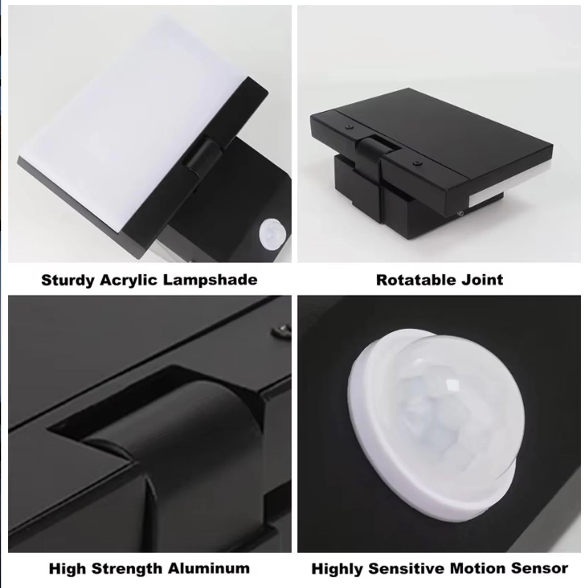 lampe murale détecteur mouvement noir moderne led ip65 étanche 2492000lm 110240v