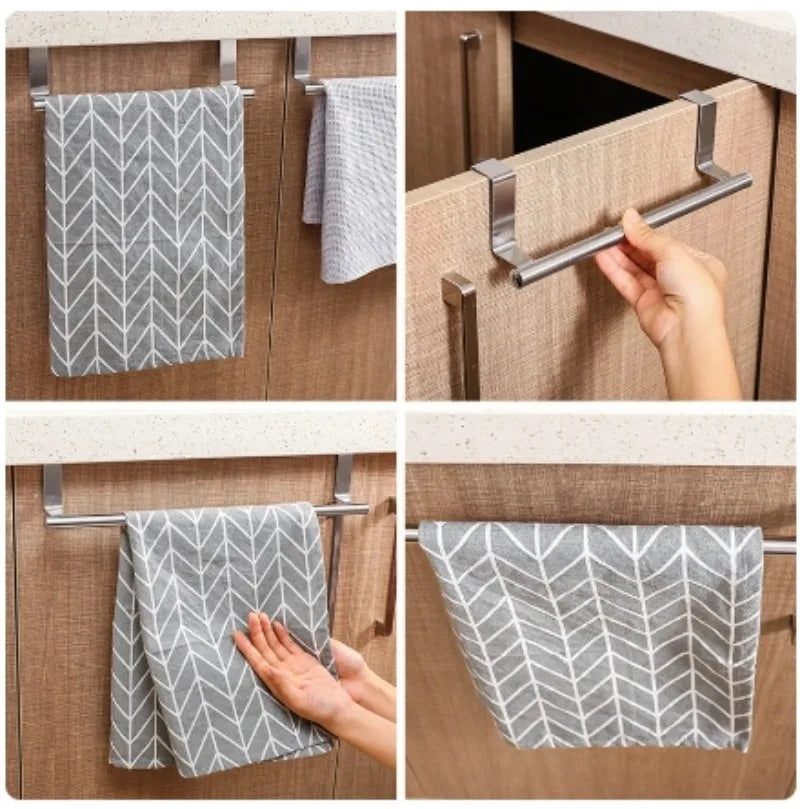 porte serviettes mural acier inoxydable noir moderne clips serviette gants rangement salle bain cuisine