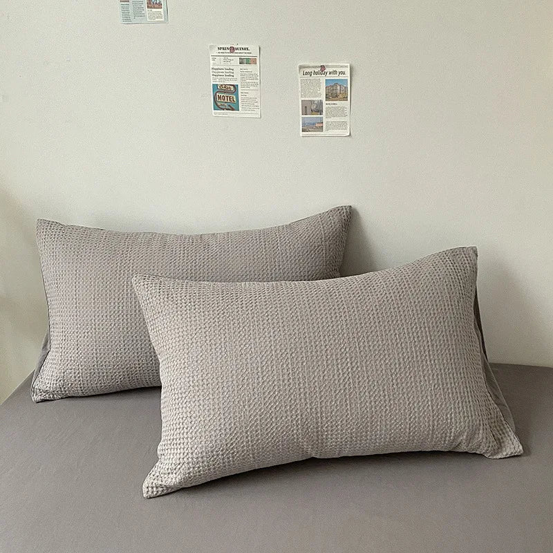protège oreiller coton texture relief moderne enveloppe blanc maison pièces