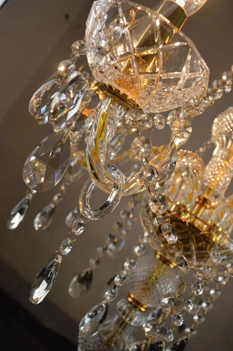 lampe poser sol cristal or argent brillante pendeloques classique baroque transparente