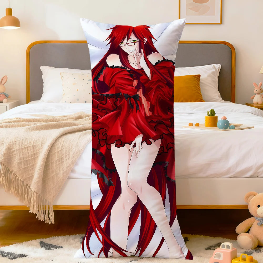 coussin allongé anime violet bleu blanc fleurs stylisées personnages 100 polyester double face imprimé