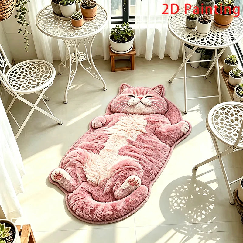 tapis rose clair chat doux pelucheux moderne salon chambre décoration polaire polyester