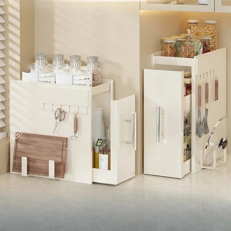 rangement cuisine blanc hexagones moderne multi usages étages poignées condiments outils