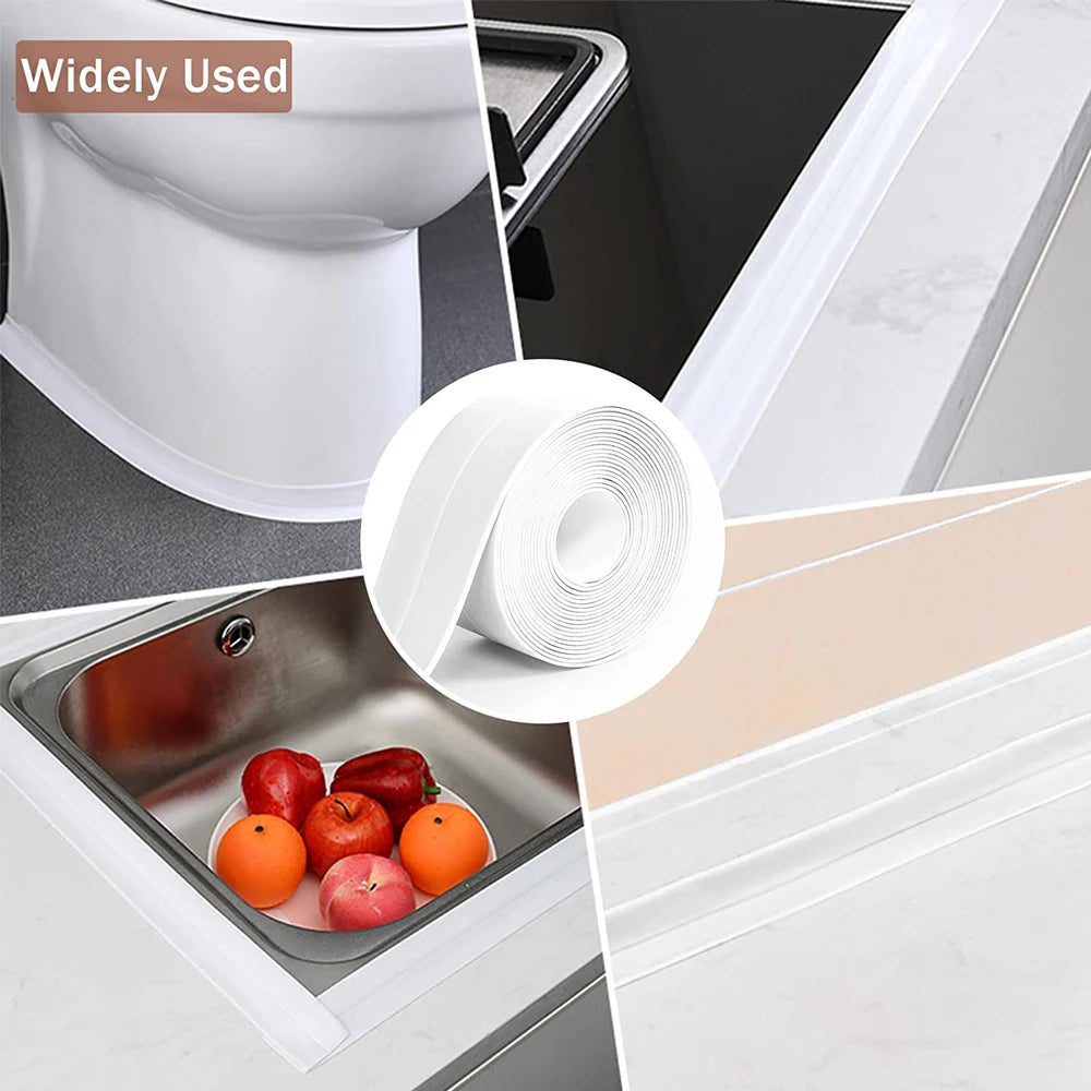 ruban joint autoadhésif pvc blanc imperméable salle bain cuisine toilette durable flexible installable