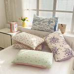 housse taie d'oreiller fleurs florales polyester 48x74cm vintage couleurs pastel motifs floraux respectueux environnement