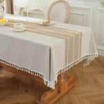 nappe rectangulaire imperméable rayée franges rustique coton polyester extérieure intérieure table grande capacité