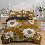 Housse de couette jaune dans une chambre décorée style bohème